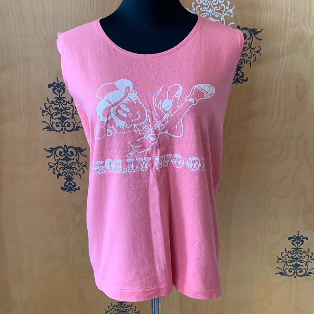 Vintage 80s Sleeveless Graphic Tank in Pink